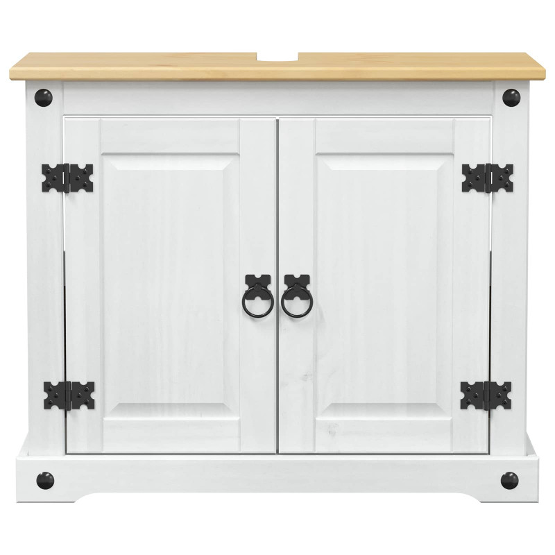 Szafka umywalkowa Biały 73 x 33 x 60 cm Lite drewno sosnowe
