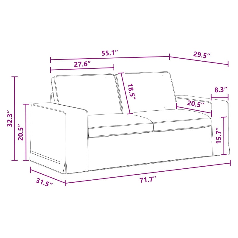 Sofa Ciemnoszary 182 x 80 x 82 cm tkanina
