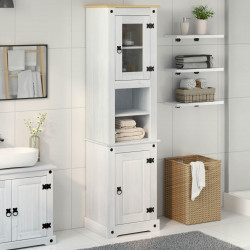 Szafka Łazienkowa Biały 50 x 40 x 185 cm Lite drewno sosnowe
