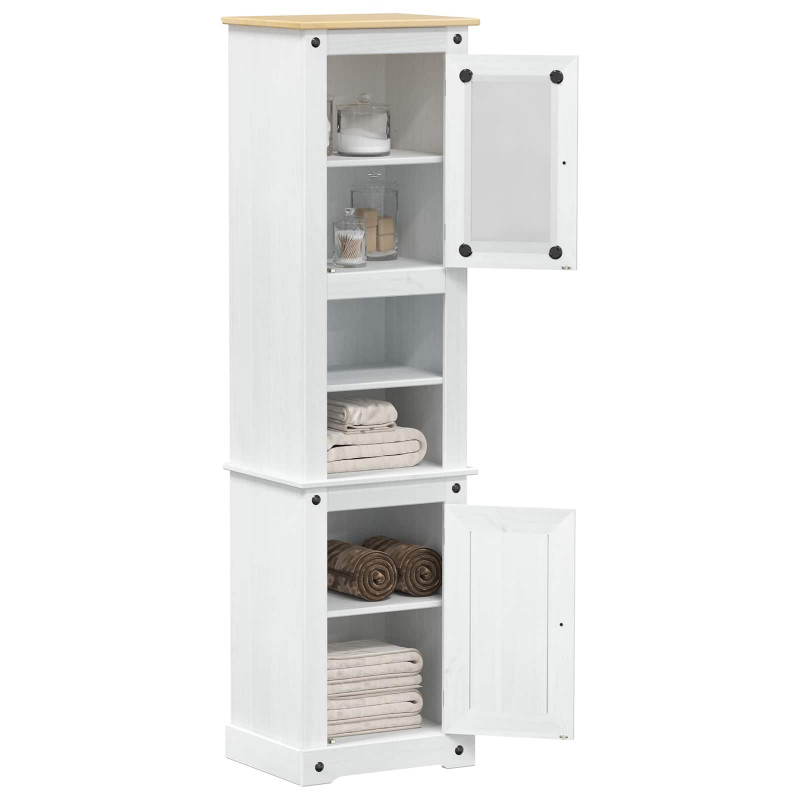 Szafka Łazienkowa Biały 50 x 40 x 185 cm Lite drewno sosnowe