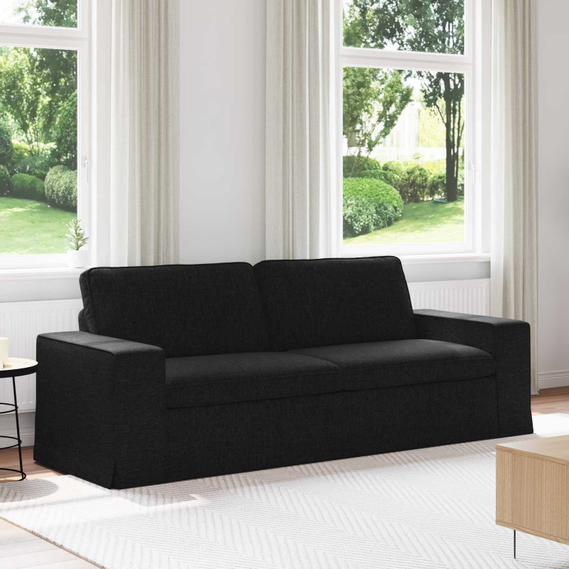 Sofa Czarny 222 x 80 x 82 cm tkanina