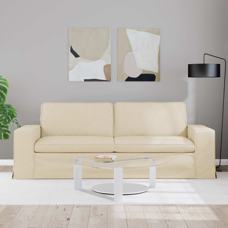 Sofa Kremowy 222 x 80 x 82 cm tkanina