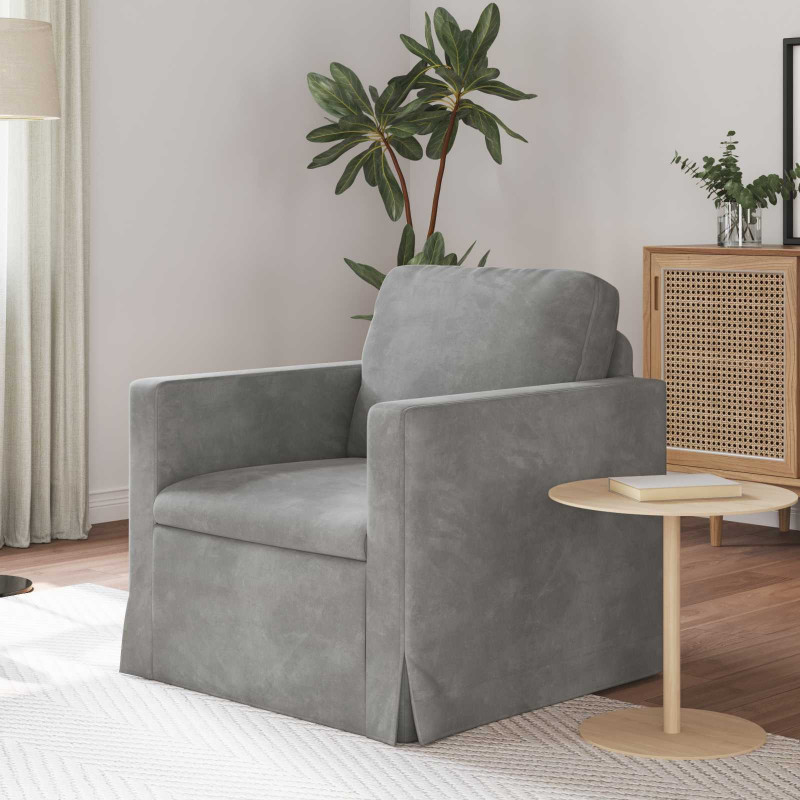 Sofa Jasnoszary 78 x 78 x 80 cm Aksamit