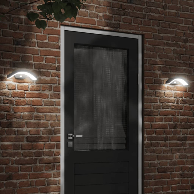 Zewnętrzne kinkiety LED z czujnikami, 2 szt., czarne, aluminium