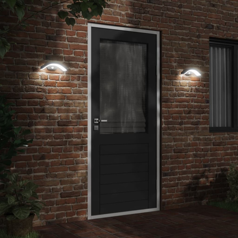 Zewnętrzne kinkiety LED z czujnikami, 2 szt., czarne, aluminium
