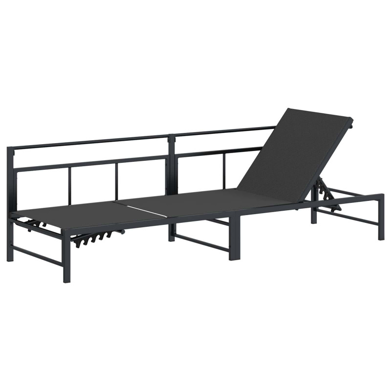 Leżak Czarny 200 x 62 x 59,5 cm Textilene