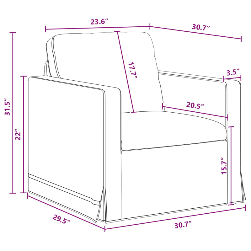 Sofa Ciemnoszary 78 x 78 x 80 cm Aksamit