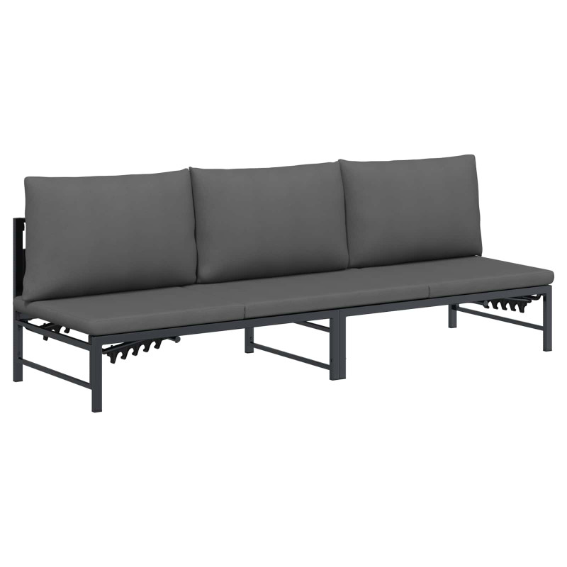 Leżak słoneczny dla 3 osób Czarny 200 x 62 x 59 cm Textilene