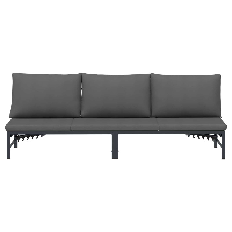 Leżak słoneczny dla 3 osób Czarny 200 x 62 x 59 cm Textilene