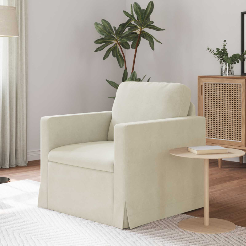 Sofa Kremowy 78 x 78 x 80 cm Aksamit