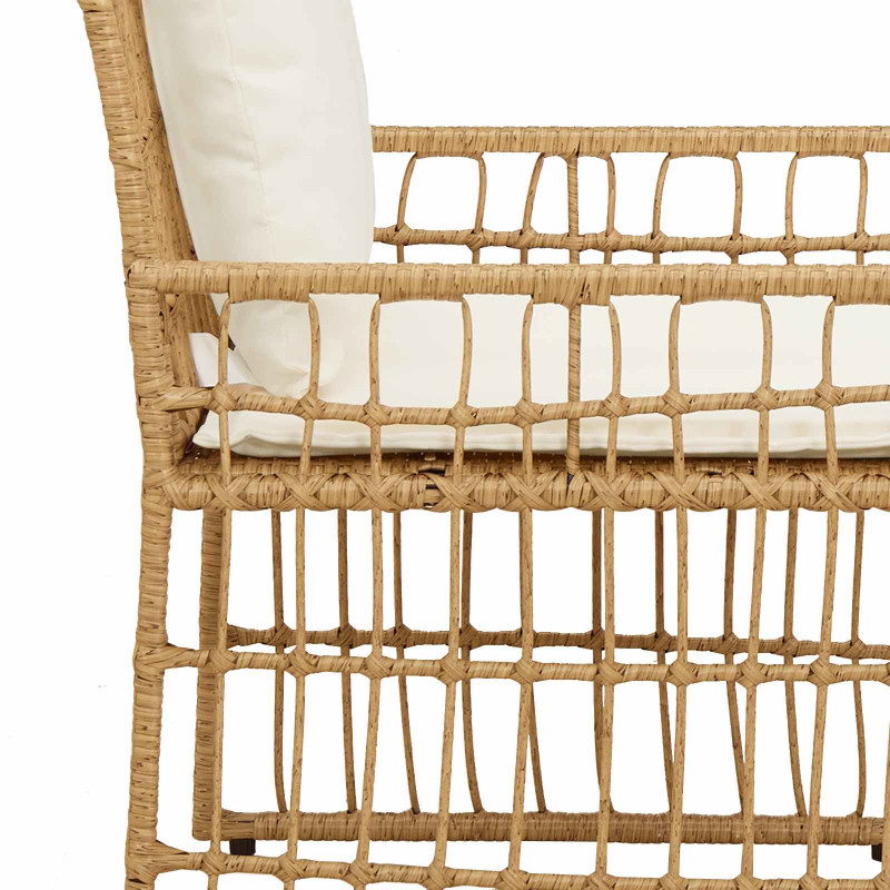 Zestaw Mebli Ogrodowych 4 pcs Naturalny i Kremowy Biały