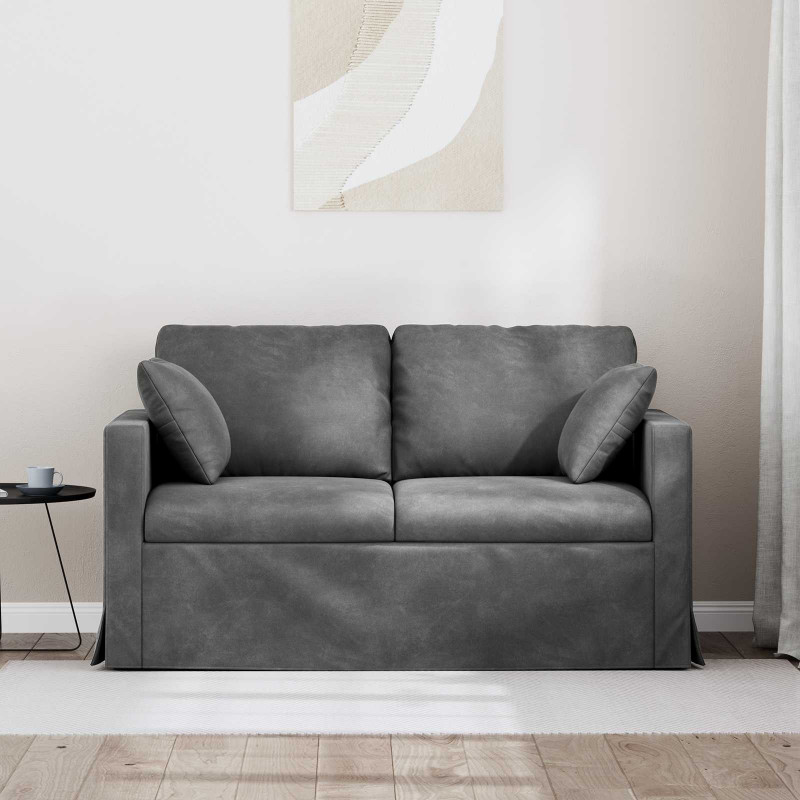 Sofa Ciemnoszary 138 x 78 x 80 cm Aksamit