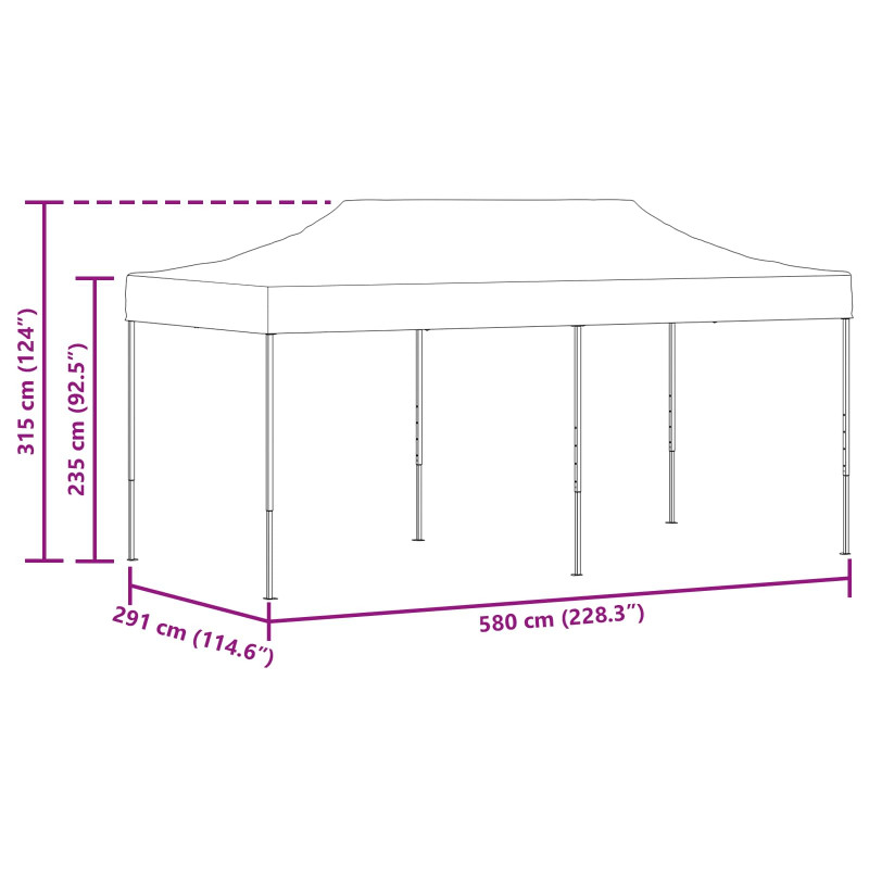 Namiot Imprezowy Kremowy 291 x 580 x 315 cm Materiał Oxford