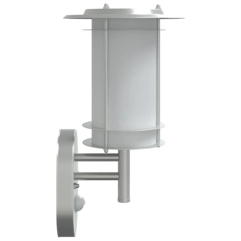 Kinkiety zewnętrzne z czujnikiem ruchu, 2 szt., srebrne, stal