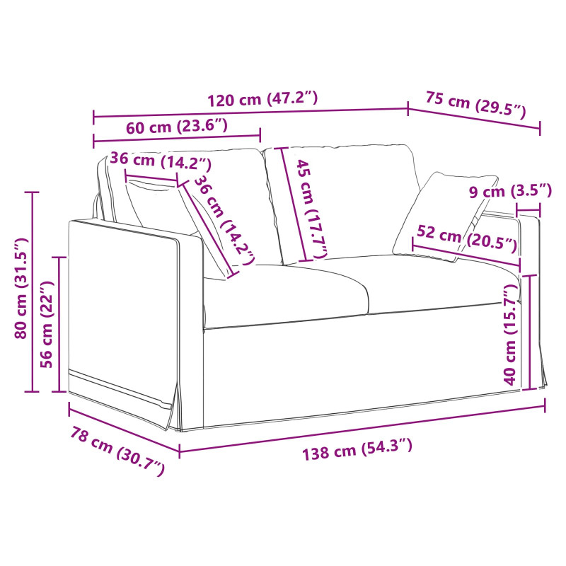 Sofa Ciemnoszary 138 x 78 x 80 cm Aksamit