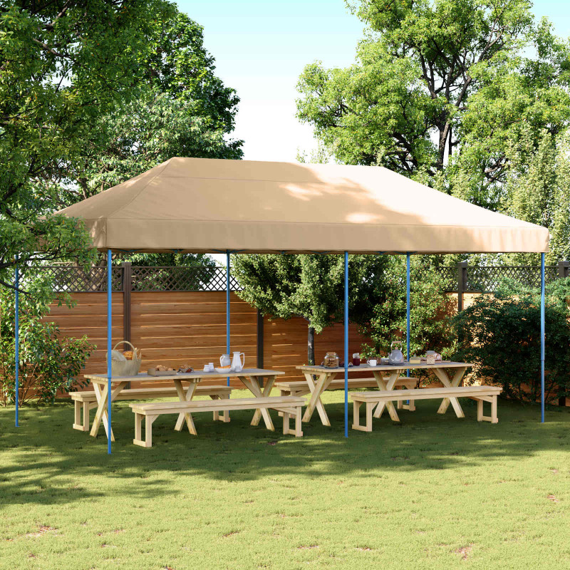 Namiot Imprezowy Beżowy 292 x 580 x 315 cm Materiał Oxford