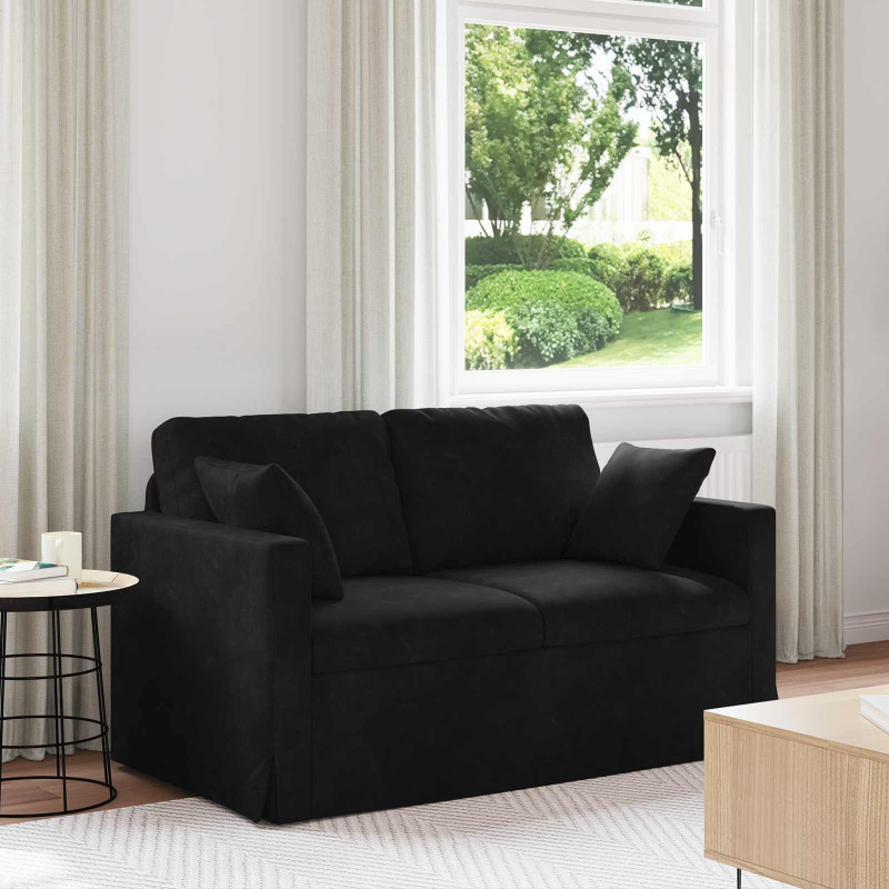 Sofa Czarny 138 x 78 x 80 cm Aksamit
