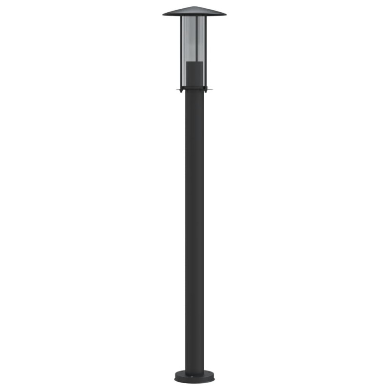 Lampy ogrodowe na słupku, 3 szt., czarne, 100 cm, stal