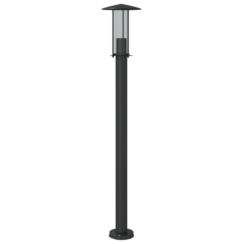 Lampy ogrodowe na słupku, 3 szt., czarne, 100 cm, stal