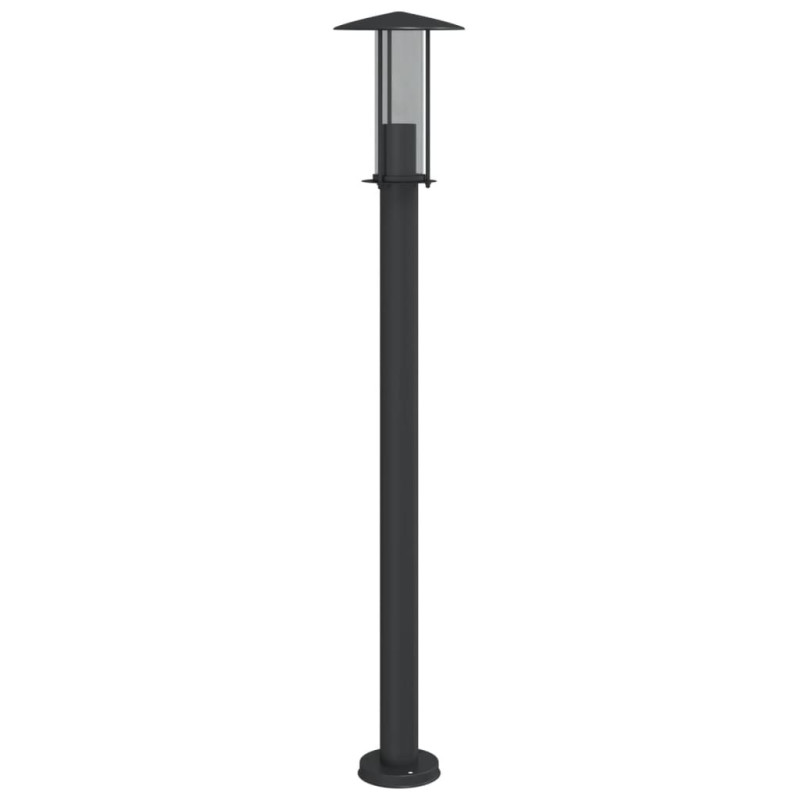 Lampy ogrodowe na słupku, 3 szt., czarne, 100 cm, stal