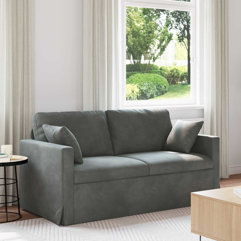 Sofa Ciemnoszary 158 x 78 x 80 cm Aksamit