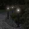 Lampy ogrodowe na słupku, 3 szt., czarne, 60 cm, stal