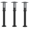 Lampy ogrodowe na słupku, 3 szt., czarne, 60 cm, stal