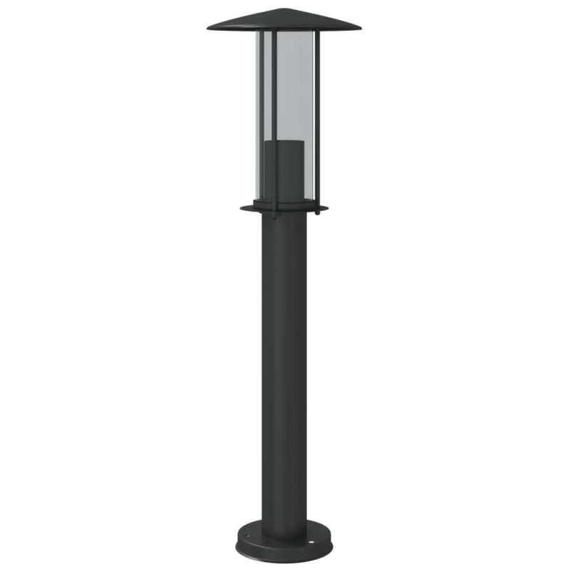 Lampy ogrodowe na słupku, 3 szt., czarne, 60 cm, stal