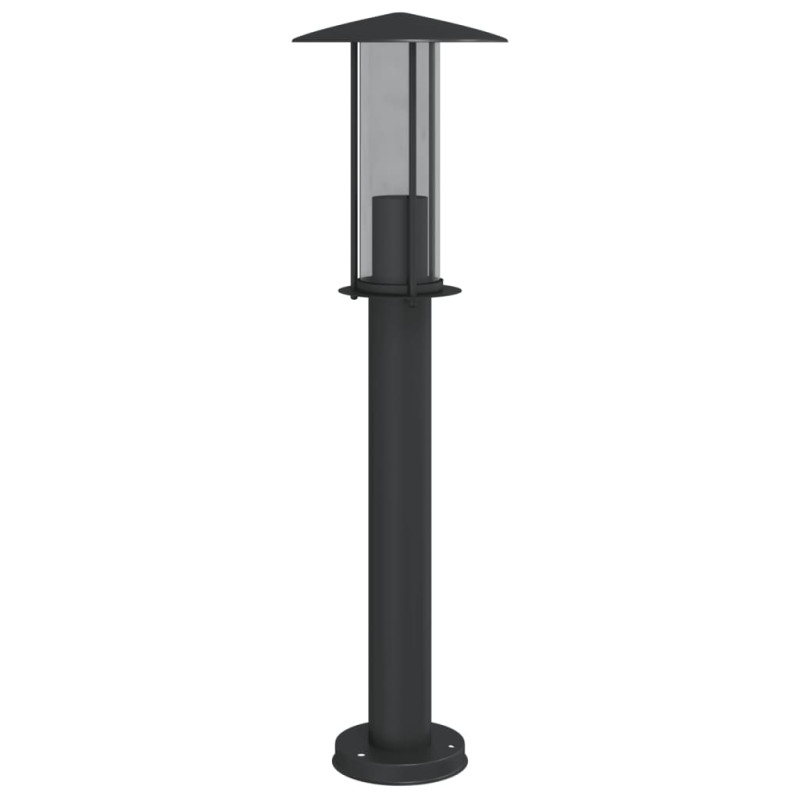 Lampy ogrodowe na słupku, 3 szt., czarne, 60 cm, stal