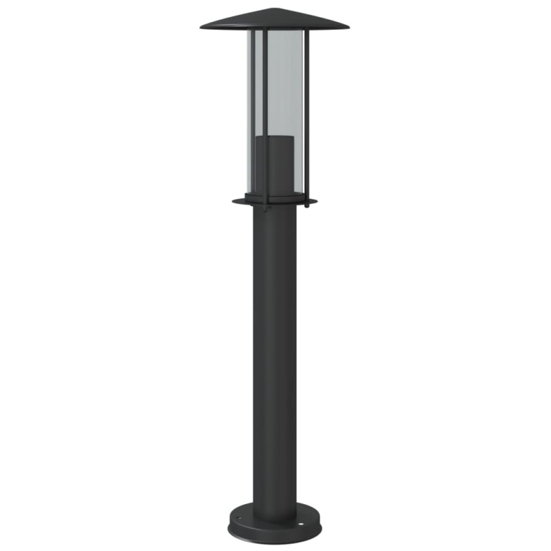 Lampy ogrodowe na słupku, 3 szt., czarne, 60 cm, stal