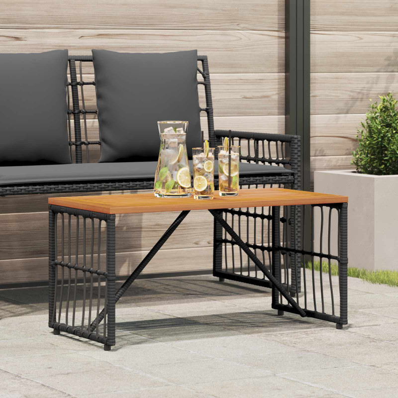 Stół na Zewnątrz Czarny 80 x 40 x 40 cm Stal i poli rattan