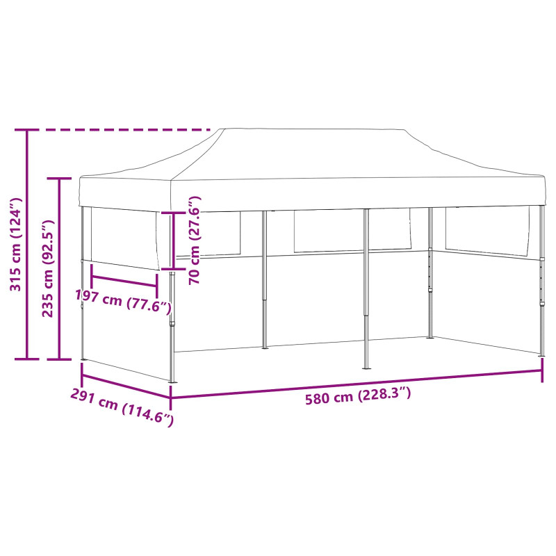 Namiot Imprezowy Kremowy 291 x 580 x 315 cm Materiał Oxford