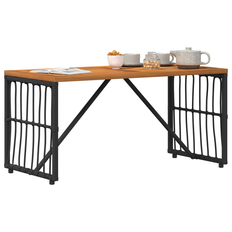 Stół na Zewnątrz Czarny 80 x 40 x 40 cm Stal i poli rattan
