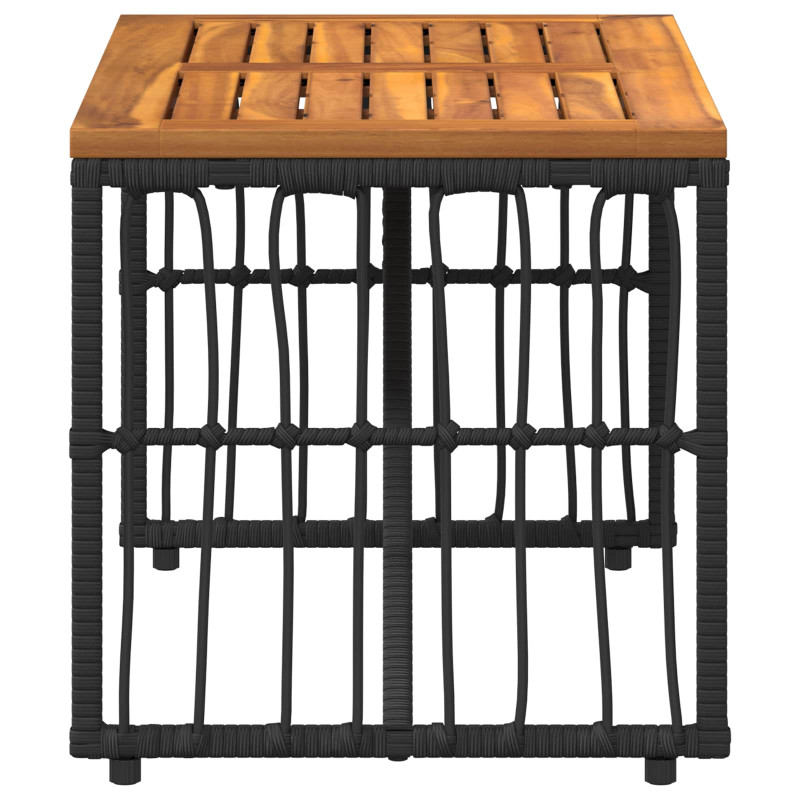 Stół na Zewnątrz Czarny 80 x 40 x 40 cm Stal i poli rattan