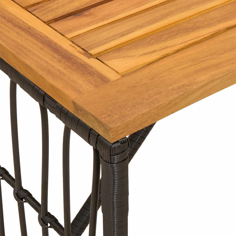 Stół na Zewnątrz Czarny 80 x 40 x 40 cm Stal i poli rattan