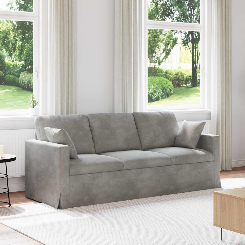 Sofa Jasnoszary 198 x 78 x 80 cm Aksamit