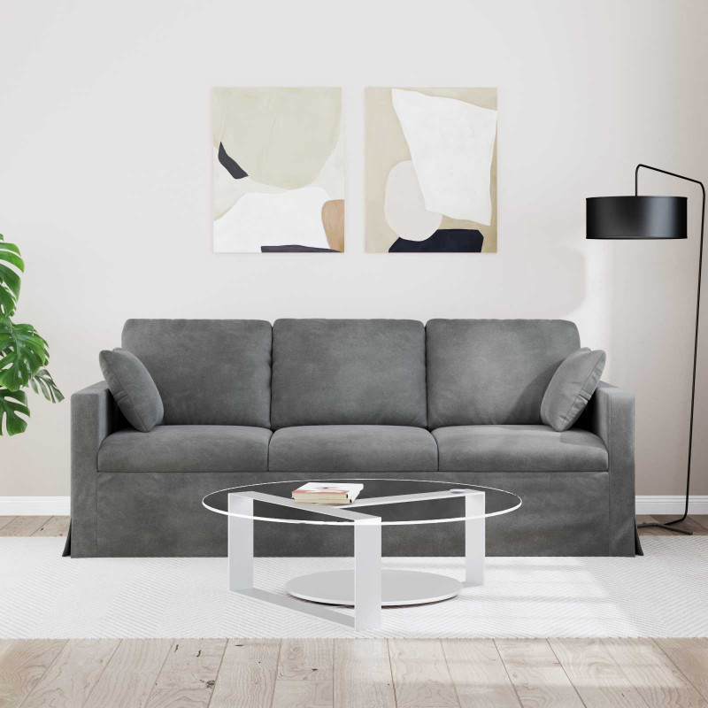 Sofa Ciemnoszary 198 x 78 x 80 cm Aksamit