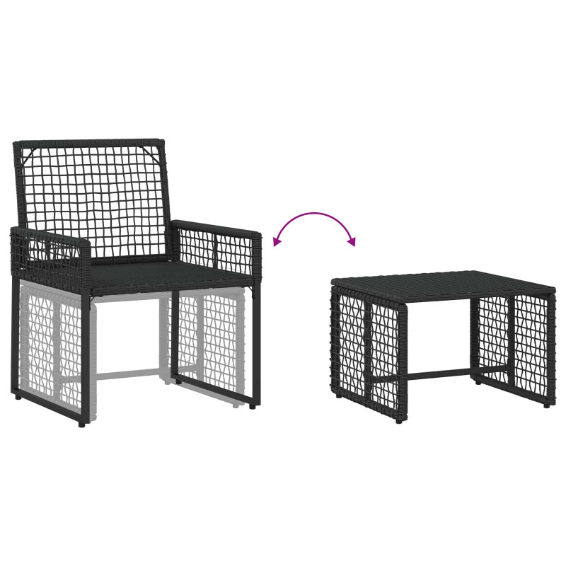 Zestaw Mebli Ogrodowych z poduszką 5 pcs Czarny i Biały