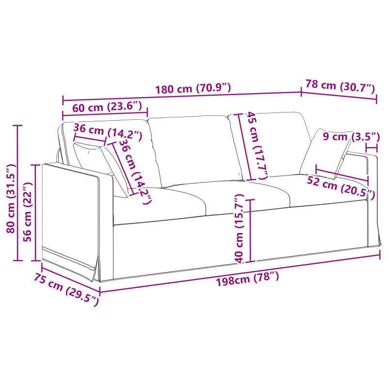Sofa Jasnozielony 198 x 78 x 80 cm Aksamit