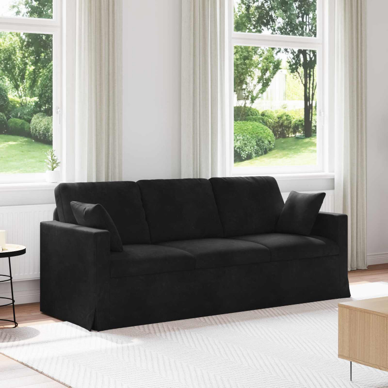 Sofa Czarny 198 x 78 x 80 cm Aksamit