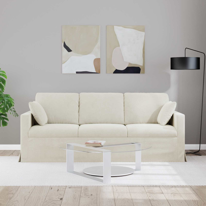 Sofa Kremowy 198 x 78 x 80 cm Aksamit