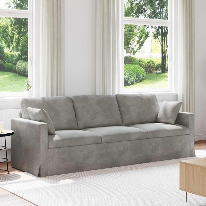 Sofa Jasnoszary 228 x 78 x 80 cm Aksamit