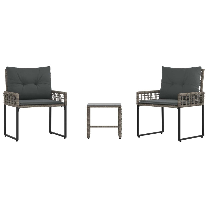 Zestaw Mebli Ogrodowych z poduszką 3 pcs Szary