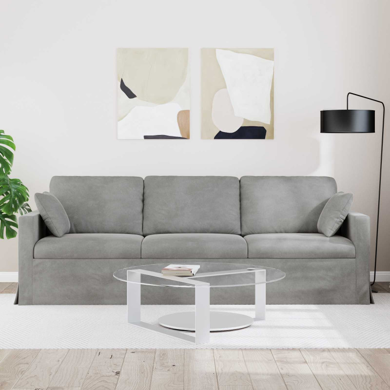 Sofa Jasnoszary 228 x 78 x 80 cm Aksamit