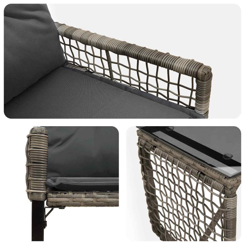 Zestaw Mebli Ogrodowych z poduszką 3 pcs Szary
