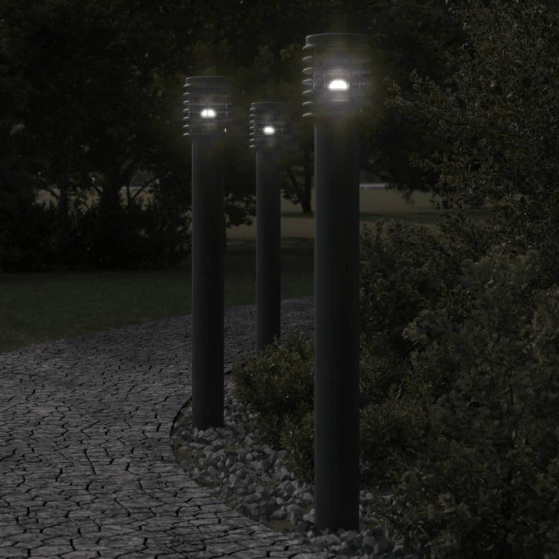 Lampa ogrodowa na słupku, czarna, 110 cm, stal nierdzewna