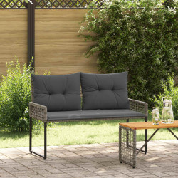 Ławka ogrodowa Szary 118 x 55 x 82 cm Rattan PE i tkanina