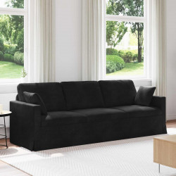 Sofa Czarny 228 x 78 x 80 cm Aksamit