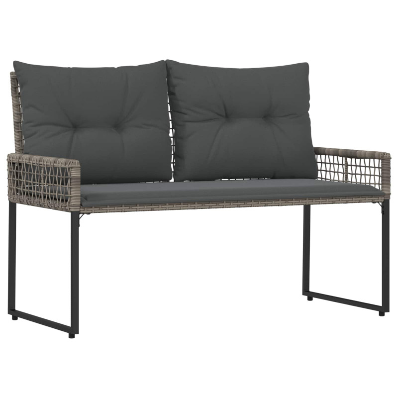 Ławka ogrodowa Szary 118 x 55 x 82 cm Rattan PE i tkanina