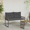 Ławka ogrodowa Szary 118 x 55 x 82 cm Rattan PE i tkanina